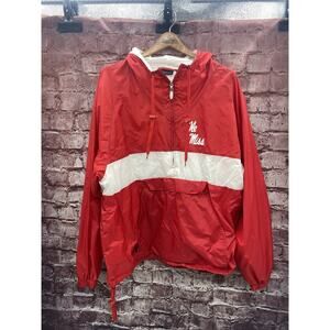 Storm Duds Jacket Mens XL Ole Miss Rebels 1/4 Zip Hooded Red and White